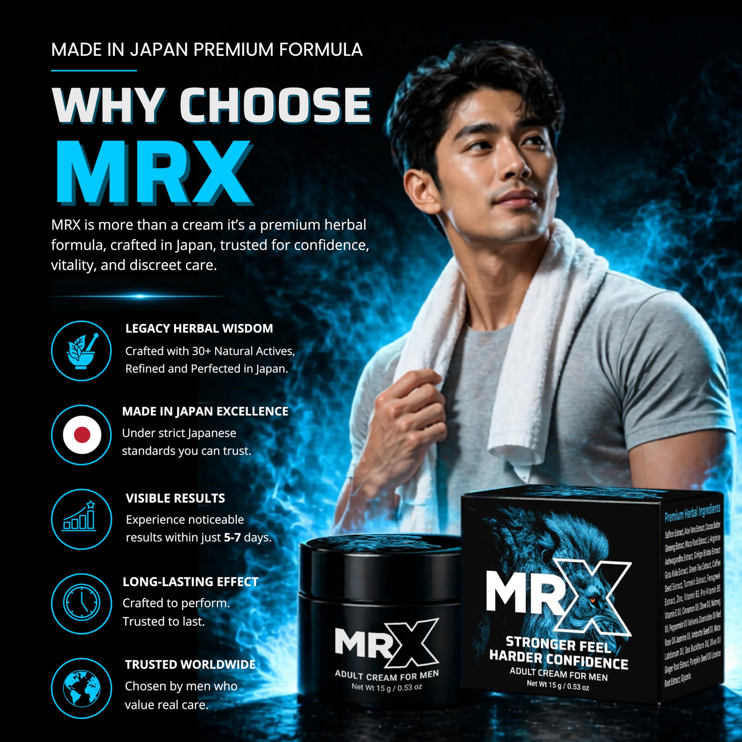 MRX プレミアムハーバルクリーム 15g Made in Japan Amazon.com : MRX Premium Herbal Cream for Men – Made in Japan, 30+